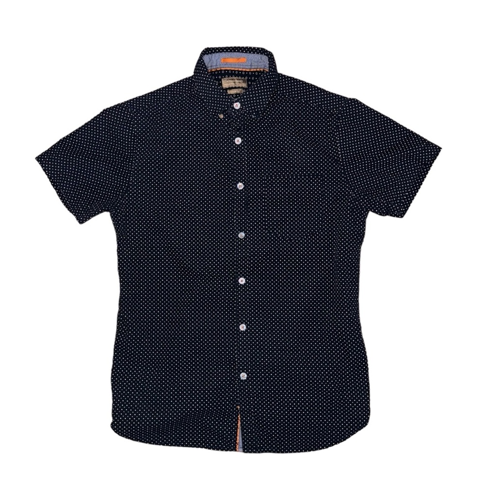 Denim & Flower Short Sleeve Dot Print Shirt In Navy Blue